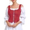 imageZando Renaissance Costume Women Pirate Medieval Viking Corsets Top Vintage Costume Steampunk Gothic Tank TopWine
