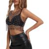 imageZando Women Pearl Top Rhinestone See Through Sleeveless Mesh Beaded Shirts Top See Through Blouse Top1 Black