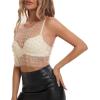 imageZando Women Pearl Top Rhinestone See Through Sleeveless Mesh Beaded Shirts Top See Through Blouse Top1 Nude