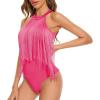 imageZando Womens Fringe Top Bodysuit Sleeveless Top for Women Country Concert Outfit Nashville Cowgirl OutfitPink
