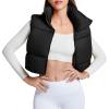 imageZando Cropped Puffer Vest for Women Fashion Oversized Lightweight Winter Vest Outerwear Sleeveless Zip Up Stand Collar Vest Jacket Gilet Padded Puffer Coat with Pockets Black Small