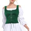 imageZando Renaissance Costume Women Pirate Medieval Viking Corsets Top Vintage Costume Steampunk Gothic Tank TopGreen Jacquard