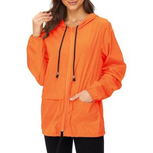 imageZando Lightweight Rain Jacket Women Raincoat for Women Packable Rain Coat Windbreaker Rain Jackets Waterproof with HoodOrange