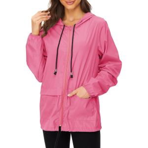 imageZando Lightweight Rain Jacket Women Raincoat for Women Packable Rain Coat Windbreaker Rain Jackets Waterproof with HoodPlus Hot Pink