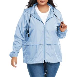 imageZando Lightweight Rain Jacket Women Raincoat for Women Packable Rain Coat Windbreaker Rain Jackets Waterproof with HoodPlus Solid Blue