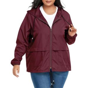 imageZando Lightweight Rain Jacket Women Raincoat for Women Packable Rain Coat Windbreaker Rain Jackets Waterproof with HoodPlus Solid Burgundy