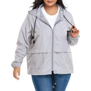 imageZando Lightweight Rain Jacket Women Raincoat for Women Packable Rain Coat Windbreaker Rain Jackets Waterproof with HoodPlus Solid Gray