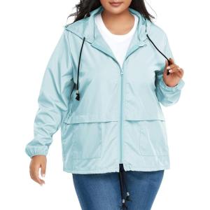 imageZando Lightweight Rain Jacket Women Raincoat for Women Packable Rain Coat Windbreaker Rain Jackets Waterproof with HoodPlus Solid Mint
