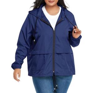 imageZando Lightweight Rain Jacket Women Raincoat for Women Packable Rain Coat Windbreaker Rain Jackets Waterproof with HoodPlus Solid Navy