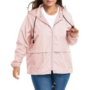 imageZando Lightweight Rain Jacket Women Raincoat for Women Packable Rain Coat Windbreaker Rain Jackets Waterproof with HoodPlus Solid Pink