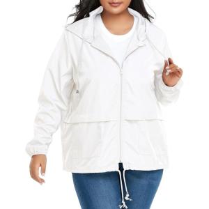 imageZando Lightweight Rain Jacket Women Raincoat for Women Packable Rain Coat Windbreaker Rain Jackets Waterproof with HoodPlus White