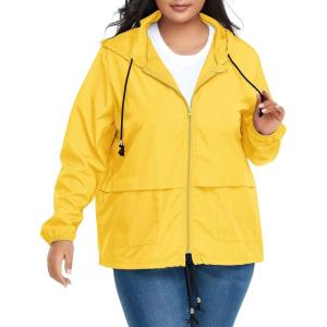 imageZando Lightweight Rain Jacket Women Raincoat for Women Packable Rain Coat Windbreaker Rain Jackets Waterproof with HoodPlus Yellow Raincoat