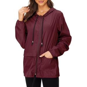 imageZando Lightweight Rain Jacket Women Raincoat for Women Packable Rain Coat Windbreaker Rain Jackets Waterproof with HoodSolid Burgundy