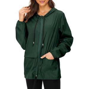 imageZando Lightweight Rain Jacket Women Raincoat for Women Packable Rain Coat Windbreaker Rain Jackets Waterproof with HoodSolid Dark Green