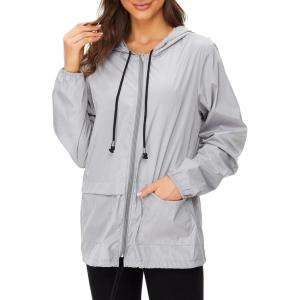 imageZando Lightweight Rain Jacket Women Raincoat for Women Packable Rain Coat Windbreaker Rain Jackets Waterproof with HoodSolid Gray