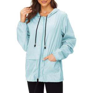 imageZando Lightweight Rain Jacket Women Raincoat for Women Packable Rain Coat Windbreaker Rain Jackets Waterproof with HoodSolid Mint