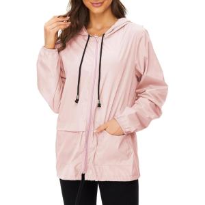 imageZando Lightweight Rain Jacket Women Raincoat for Women Packable Rain Coat Windbreaker Rain Jackets Waterproof with HoodSolid Pink