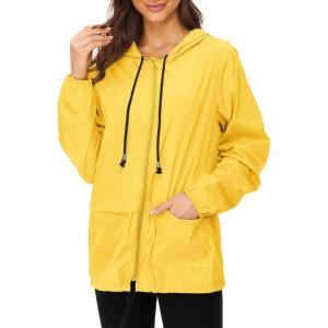 imageZando Lightweight Rain Jacket Women Raincoat for Women Packable Rain Coat Windbreaker Rain Jackets Waterproof with HoodYellow Raincoat