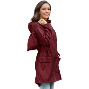 imageZando Packable Rain Jacket Women Waterproof Long Rain Coat Lightweight with Hood Windbreaker Jackets Outdoor Trench CoatA06 Wine Red
