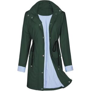imageZando Raincoat for Women Rain Jackets for Women Waterproof Lightweight Windbreaker Outdoor Hooded Trench Coat Long Rain CoatsGreen