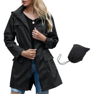 imageZando Womens Rain Jackets for Women Waterproof Rain Coats for Women Active Packable Raincoat Windbreaker Jacket with HoodA01 Black