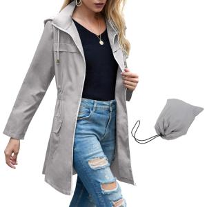 imageZando Womens Rain Jackets for Women Waterproof Rain Coats for Women Active Packable Raincoat Windbreaker Jacket with HoodA05 Grey