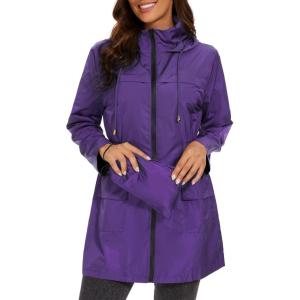 imageZando Womens Rain Jackets for Women Waterproof Rain Coats for Women Active Packable Raincoat Windbreaker Jacket with HoodA07 Purple