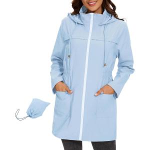 imageZando Womens Rain Jackets for Women Waterproof Rain Coats for Women Active Packable Raincoat Windbreaker Jacket with HoodA08 Light Blue