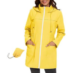 imageZando Womens Rain Jackets for Women Waterproof Rain Coats for Women Active Packable Raincoat Windbreaker Jacket with HoodA09 Yellow Raincoat