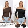 imageZando Black Off The Shoulder Long Sleeve Top Black Long Sleeve Crop Top Black Long Sleeve Top Off The Shoulder Top Off Shoulder Long Sleeve Top Off Shoulder Top Boatneck Tops for Women Black Small