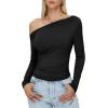 imageZando Black Off The Shoulder Long Sleeve Top Black Long Sleeve Crop Top Black Long Sleeve Top Off The Shoulder Top Off Shoulder Long Sleeve Top Off Shoulder Top Boatneck Tops for Women Black Small