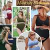 imageZando High Waist Maternity Swimsuit Two Piece Pregnancy Swimwear Bikini Bathing Suits for Women Maternity SwimsuitsDark Green