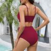 imageZando High Waist Maternity Swimsuit Two Piece Pregnancy Swimwear Bikini Bathing Suits for Women Maternity SwimsuitsWine Red
