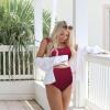 imageZando High Waist Maternity Swimsuit Two Piece Pregnancy Swimwear Bikini Bathing Suits for Women Maternity SwimsuitsWine Red