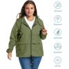 imageZando Plus Size Rain Jacket Womens Waterproof with Hood Windbreaker Travel Rain Coat for Women Lightweight Packable RaincoatArmy Green