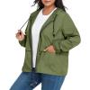 imageZando Plus Size Rain Jacket Womens Waterproof with Hood Windbreaker Travel Rain Coat for Women Lightweight Packable RaincoatArmy Green