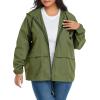 imageZando Plus Size Rain Jacket Womens Waterproof with Hood Windbreaker Travel Rain Coat for Women Lightweight Packable RaincoatArmy Green
