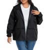 imageZando Plus Size Rain Jacket Womens Waterproof with Hood Windbreaker Travel Rain Coat for Women Lightweight Packable RaincoatBlack