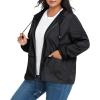 imageZando Plus Size Rain Jacket Womens Waterproof with Hood Windbreaker Travel Rain Coat for Women Lightweight Packable RaincoatBlack