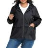 imageZando Plus Size Rain Jacket Womens Waterproof with Hood Windbreaker Travel Rain Coat for Women Lightweight Packable RaincoatBlack