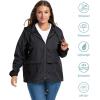 imageZando Plus Size Rain Jacket Womens Waterproof with Hood Windbreaker Travel Rain Coat for Women Lightweight Packable RaincoatBlack