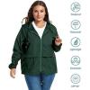 imageZando Plus Size Rain Jacket Womens Waterproof with Hood Windbreaker Travel Rain Coat for Women Lightweight Packable RaincoatDark Green
