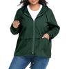 imageZando Plus Size Rain Jacket Womens Waterproof with Hood Windbreaker Travel Rain Coat for Women Lightweight Packable RaincoatDark Green