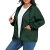 imageZando Plus Size Rain Jacket Womens Waterproof with Hood Windbreaker Travel Rain Coat for Women Lightweight Packable RaincoatDark Green