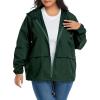 imageZando Plus Size Rain Jacket Womens Waterproof with Hood Windbreaker Travel Rain Coat for Women Lightweight Packable RaincoatDark Green