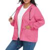 imageZando Plus Size Rain Jacket Womens Waterproof with Hood Windbreaker Travel Rain Coat for Women Lightweight Packable RaincoatHot Pink