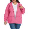 imageZando Plus Size Rain Jacket Womens Waterproof with Hood Windbreaker Travel Rain Coat for Women Lightweight Packable RaincoatHot Pink