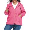 imageZando Plus Size Rain Jacket Womens Waterproof with Hood Windbreaker Travel Rain Coat for Women Lightweight Packable RaincoatHot Pink