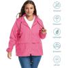 imageZando Plus Size Rain Jacket Womens Waterproof with Hood Windbreaker Travel Rain Coat for Women Lightweight Packable RaincoatHot Pink