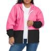 imageZando Plus Size Rain Jacket Womens Waterproof with Hood Windbreaker Travel Rain Coat for Women Lightweight Packable RaincoatHot Pink Black